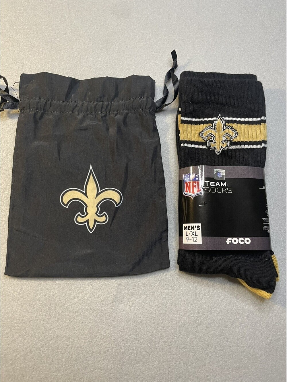 Official Logo New Orleans Saints Unisex Sock Mens L/XL 9-12 With Gift Bag